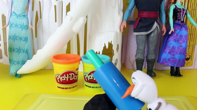 Disney Frozen Olaf Makes Play Doh Action Superhero Costume with Frozen Elsa and Anna with Kristoff