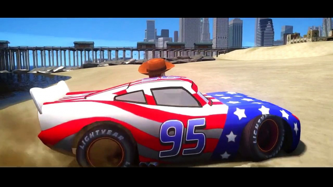 Toy Story Woody play with Lightning Mcqueen Cars Custom Color USA & Rayo Dinoco - Disney Pixar Cars , HD online free 2016