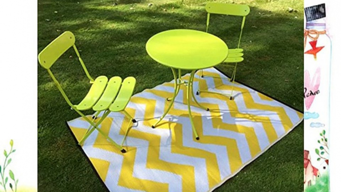 Green Decore Psychedelia Indoor Outdoor Reversible Plastic Rug 120 x 180 cm Yellow / White