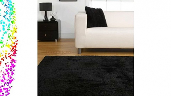 Heavy Soft Thick Luxurious Shaggy Rug in Black 75 x 150 cm (2'5 x 5') Carpet