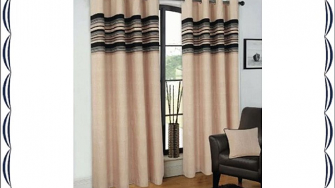 BALTIMORE HALF PANAMA LINED EYELET CURTAINS Black Pattern 90 x 108