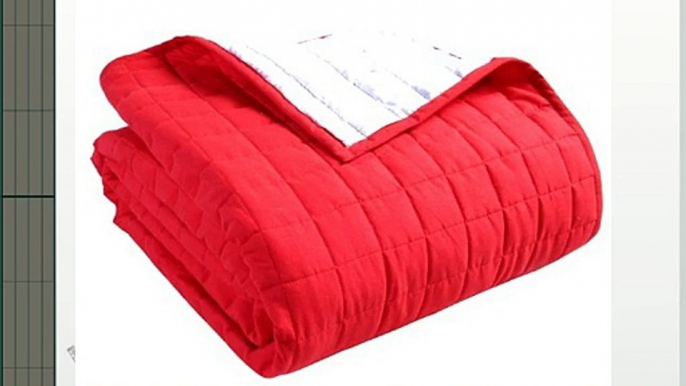 Homescapes - 100% Cotton Reversible Twin Colour Quilted Bedspread Throw - Red