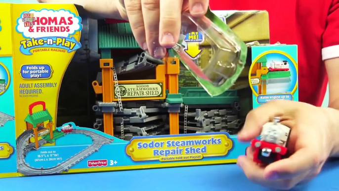 THOMAS & FRIENDS Sodor Steamworks Repair Shed Take n Play Playset Toy Train Review Fisher