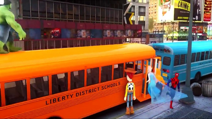 Wheels On The Bus Go Round And Round Hulk Spiderman Frozen Kids' Songs _ Nursery Rhymes for Children , HD online free 2016