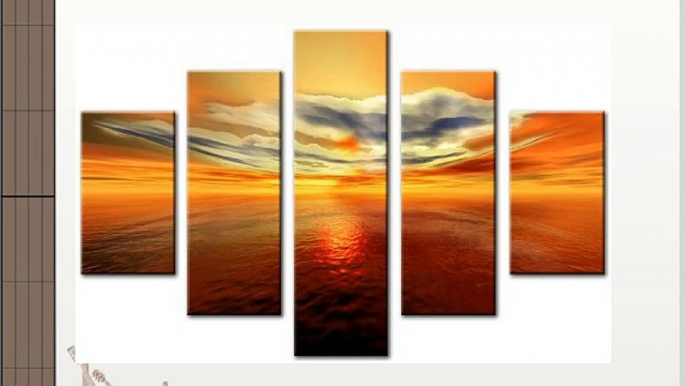 Lynxart 5 Panel Tot 115x80cm Large ABSTRACT Wall ART CANVAS DIGITAL Echo Cloud Orange