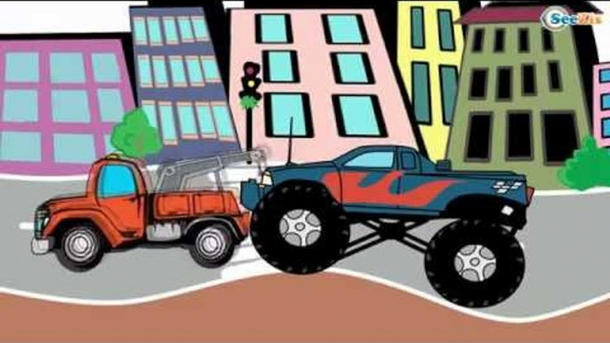 Tow Truck & Monster Trucks Cartoon for Children - Developing Videos For Kids