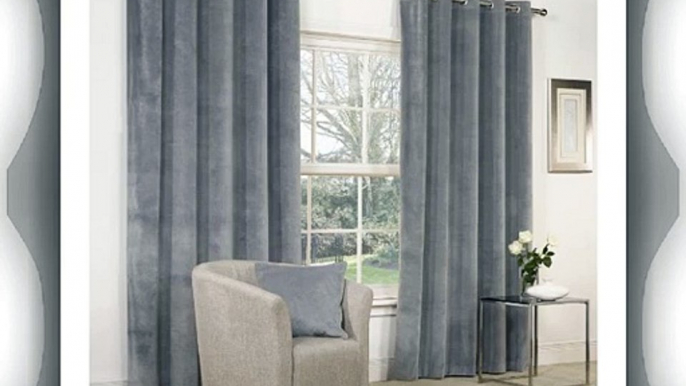 Dove Grey Velvet Ring Top / Eyelet Curtains 66 x 54 - Fully Lined