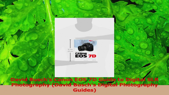 PDF Download  David Buschs Canon EOS 7D Guide to Digital SLR Photography David Buschs Digital Read Online