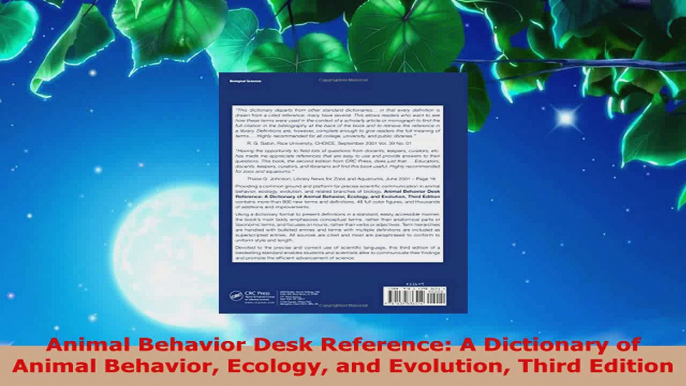 PDF Download  Animal Behavior Desk Reference A Dictionary of Animal Behavior Ecology and Evolution PDF Online