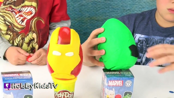 Avengers Play-Doh Squish Surprise Eggs! HobbyTiger + HobbySpider Blind Boxes HobbyKidsTV