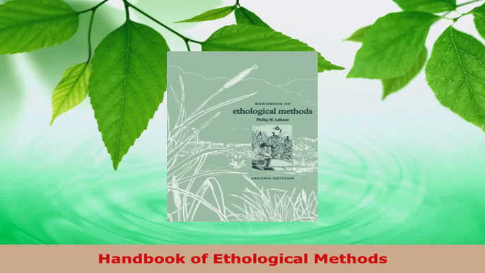 Read  Handbook of Ethological Methods PDF Free