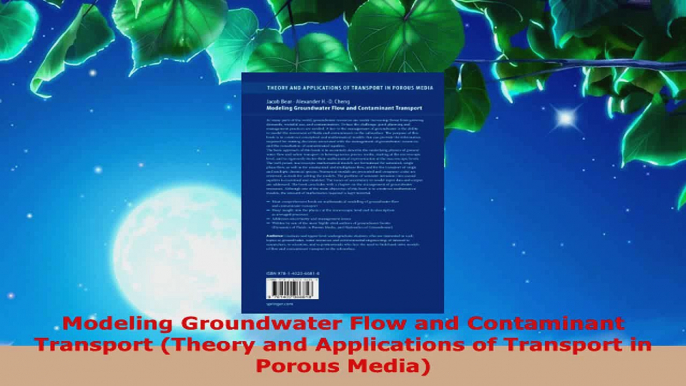 Read  Modeling Groundwater Flow and Contaminant Transport Theory and Applications of Transport Ebook Free