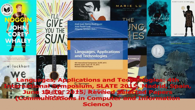 PDF Download  Languages Applications and Technologies 4th International Symposium SLATE 2015 Madrid Download Full Ebook