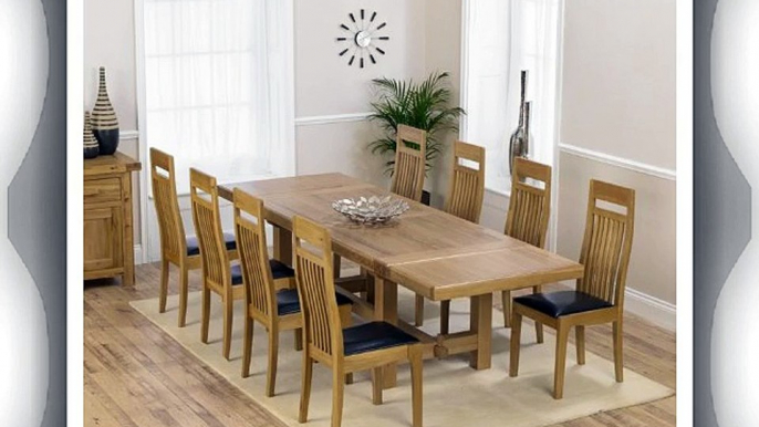 Croft solid oak furniture dining table with 8 Monte Carlo chairs set