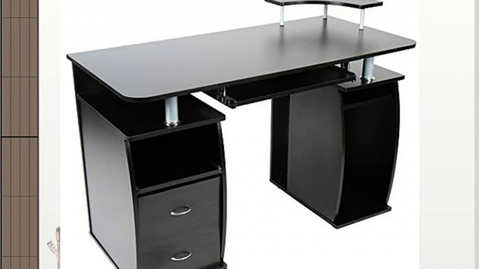 Miadomodo Computer Desk with an Extendible Keyboard Shelf (Black) Home Office Table Workstation