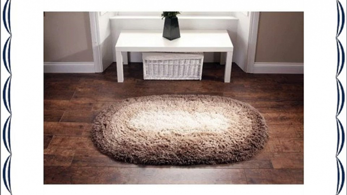 Think Rugs Shadow Shaggy Hand Tufted Oval Rug Brown/Beige 75 x 135 Cm