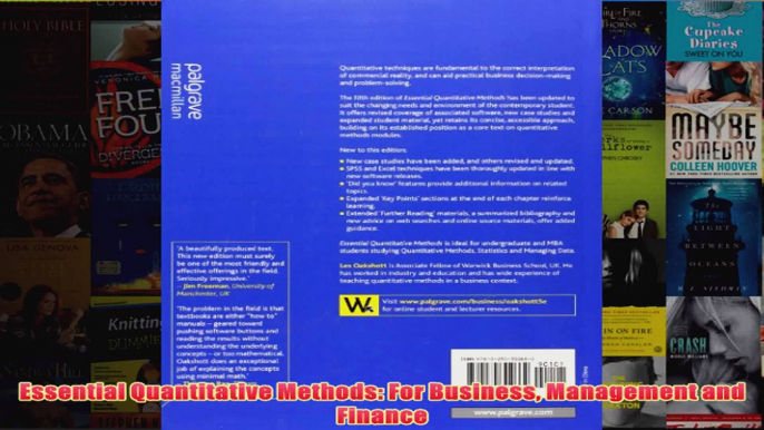 Essential Quantitative Methods For Business Management and Finance