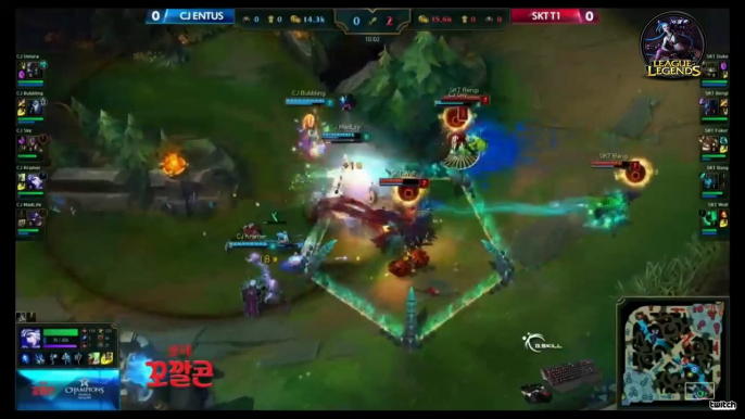 LOL Highlights - SKT T1 vs CJ Entus Game 1 - 2016 LoL Champions Korea Spring - Group Stage