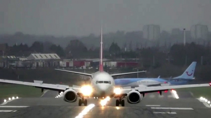 Storm Frank Tests Pilots Landing in Crosswind at Birmingham Airport BHX 30/12/2015 Big Planes