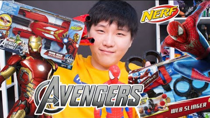 마블 아이언맨 플립업 슈터,스파이더맨 웹슬링거 너프건-MARVLE Avengers Iron Man,Spider Man NERF 미또의 장난감 놀이[또이]