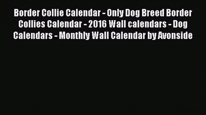 [PDF Download] Border Collie Calendar - Only Dog Breed Border Collies Calendar - 2016 Wall