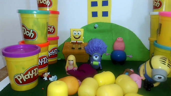 Barbie Spongebob minions Peppa pig Despicable me minions surprise eggs play doh mickey mouse smurf