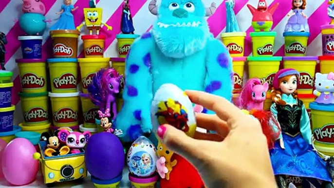 frozen play doh kinder surprise eggs peppa pig spiderman barbie toys egg unboxing