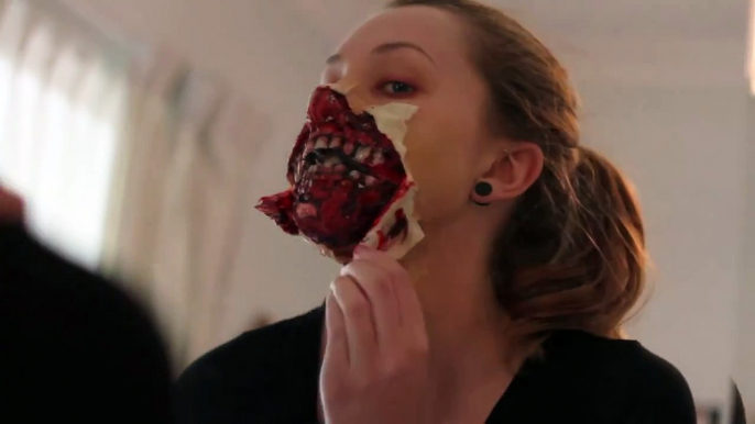 Ripped Mouth Zombie Makeup Application