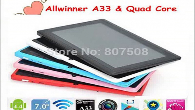 Q88 7 inch tablet pc  Android 4.4 allwinner a33 Quad core 512MB+8GB wi fi dual camera Cheapest Chinese tablet-in Tablet PCs from Computer