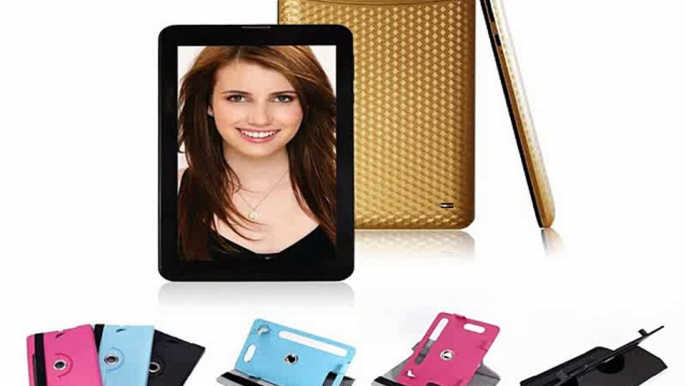 Gold 7Inch Tablets MTK8312 Android 4.2 Dual Core 4GB 2G GSM GPS Camera Dual Sim Bluetooth WIFI Tablet PC with Rotating Case-in Tablet PCs from Computer