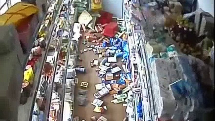 Nepal Earthquake   CCTV footage  at inside a genral grocery store 25 April 2015  Disastrous Earthquakes