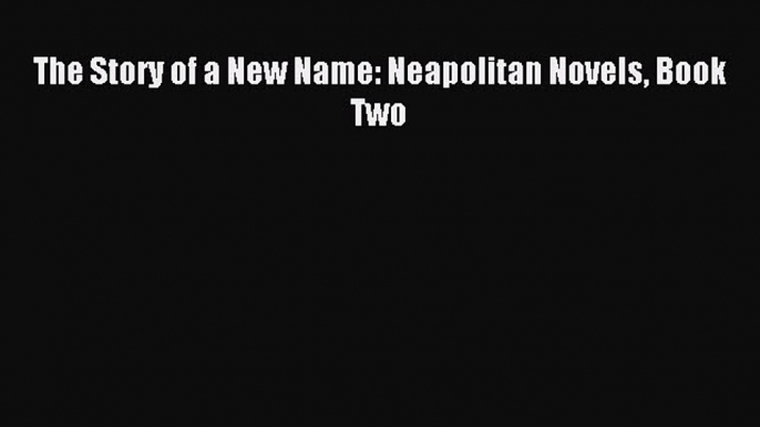 (PDF Download) The Story of a New Name: Neapolitan Novels Book Two PDF