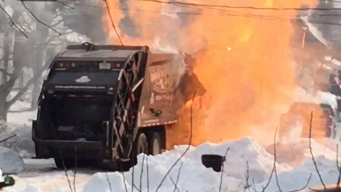 Bin lorry explodes near houses in New Jersey