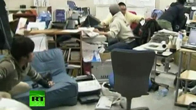 Dramatic footage of TV newsroom violently shaken by 7.4 quake in Japan  Disastrous Earthquakes