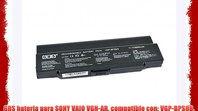 GRS bateria para SONY VAIO VGN-AR compatible con: VGP-BPS9B VGP-BPS9S VGP-BPS10 PCG-8W1M VGP-BPS9AB