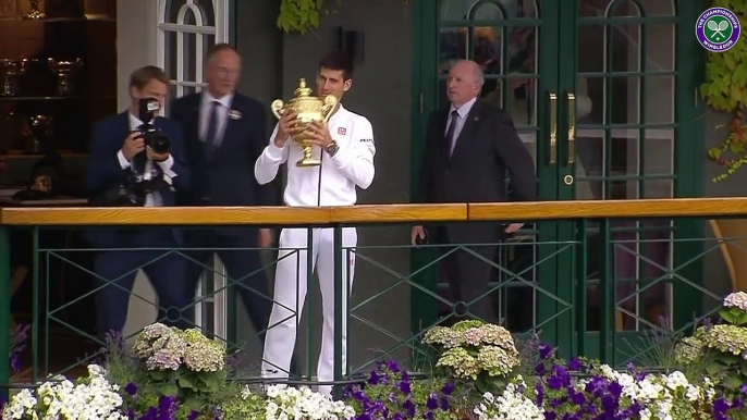 Victorious Novak Djokovic greets fans and famous faces