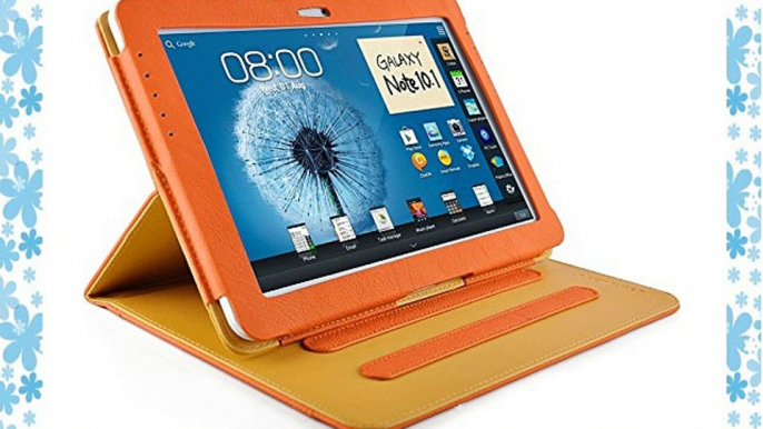 JAMMYLIZARD | Funda De Piel Para Samsung Galaxy NOTE 10.1 (2012) Tipo Libro Con Soporte NARANJA