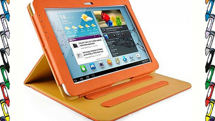 JAMMYLIZARD | Funda De Piel Para Samsung Galaxy TAB 2 10.1 Tipo Libro Con Soporte NARANJA /