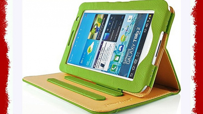 JAMMYLIZARD | Funda De Piel Para Samsung Galaxy TAB 2 7.0 Tipo Libro Con Soporte VERDE / CANELA