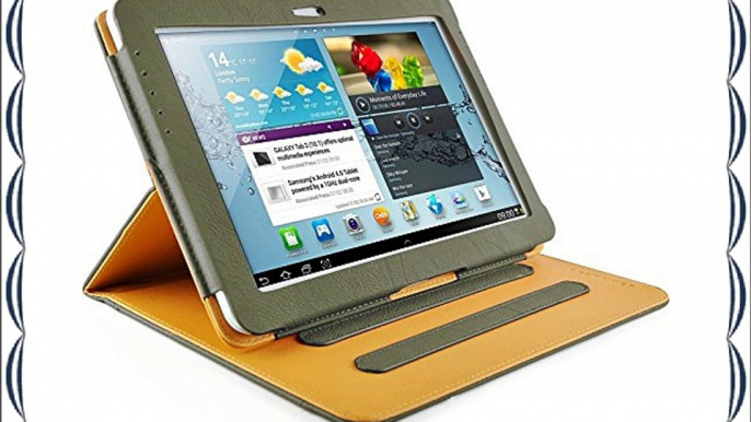 JAMMYLIZARD | Funda De Piel Para Samsung Galaxy TAB 2 10.1 Tipo Libro Con Soporte GRIS / CANELA