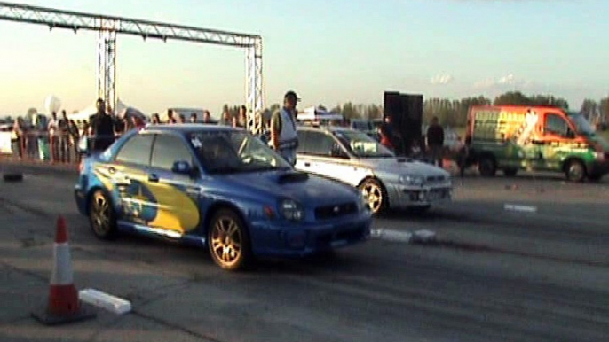 Subaru Impreza WRX STI Vs. Subaru Impreza Drag Race