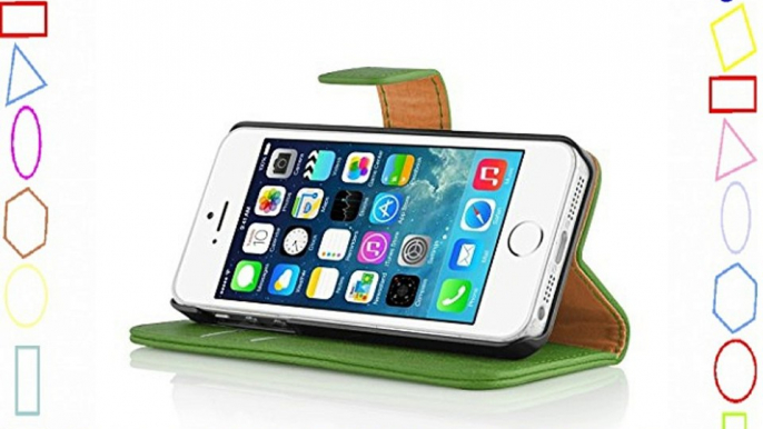 JAMMYLIZARD | Funda De Piel Para iPhone 5 y 5S Retro Wallet Tipo Cartera VERDE HIERBA