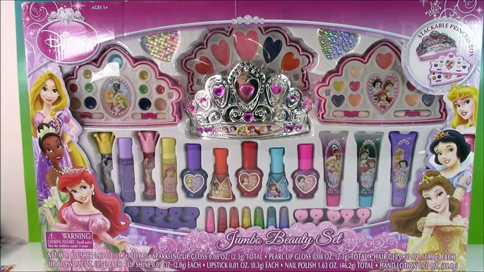 Disney Princess Jumbo Beauty Set! Princess Makeup! Nail Polish Lip Gloss Lotion! FUN