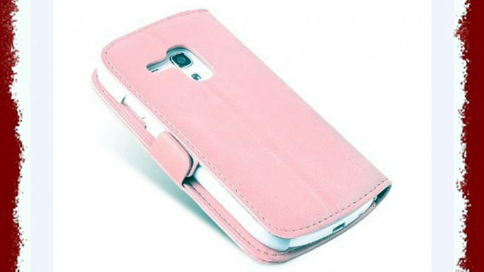 JAMMYLIZARD Funda De Piel Para Samsung Galaxy S3 MINI Luxury Wallet Tipo Cartera ROSA MELOCOTÓN