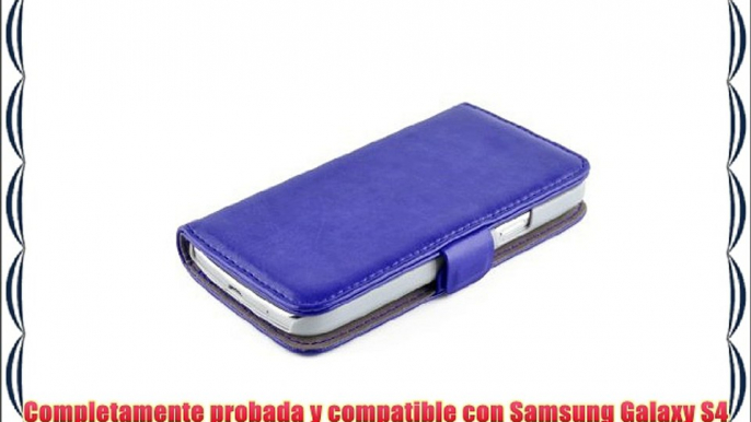 JAMMYLIZARD Funda De Piel Para Samsung Galaxy S4 MINI Luxury Wallet Tipo Cartera AZUL ELÉCTRICO