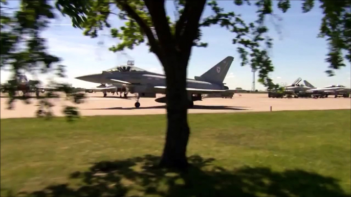 Amazing cockpit view of RAF Typhoon fighter Jet doing low level flying practice