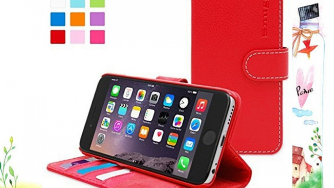 Snugg - Carcasa de cuero (PU) con tapa para iPhone 6 Plus color rojo