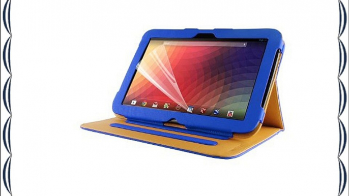 JAMMYLIZARD | Funda De Piel Tipo Cartera Para Google Nexus 10 Smart Case Cover AZUL / CANELA