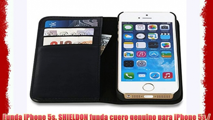 Funda iPhone 5s SHIELDON funda cuero genuino para iPhone 5s / iPhone 5 carcasa en libro soporte