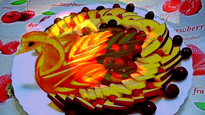 Птица из апельсина! Bird of orange! Украшения из фруктов! Decoration of fruit!